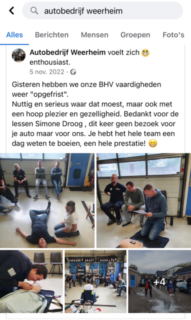 BHV training bij autobedrijf Weerheim